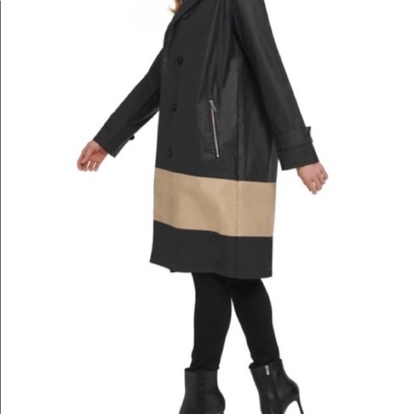 DKNY Women's Colorblock Trench - In Black Combo 🧥 - Picture 4 of 7
